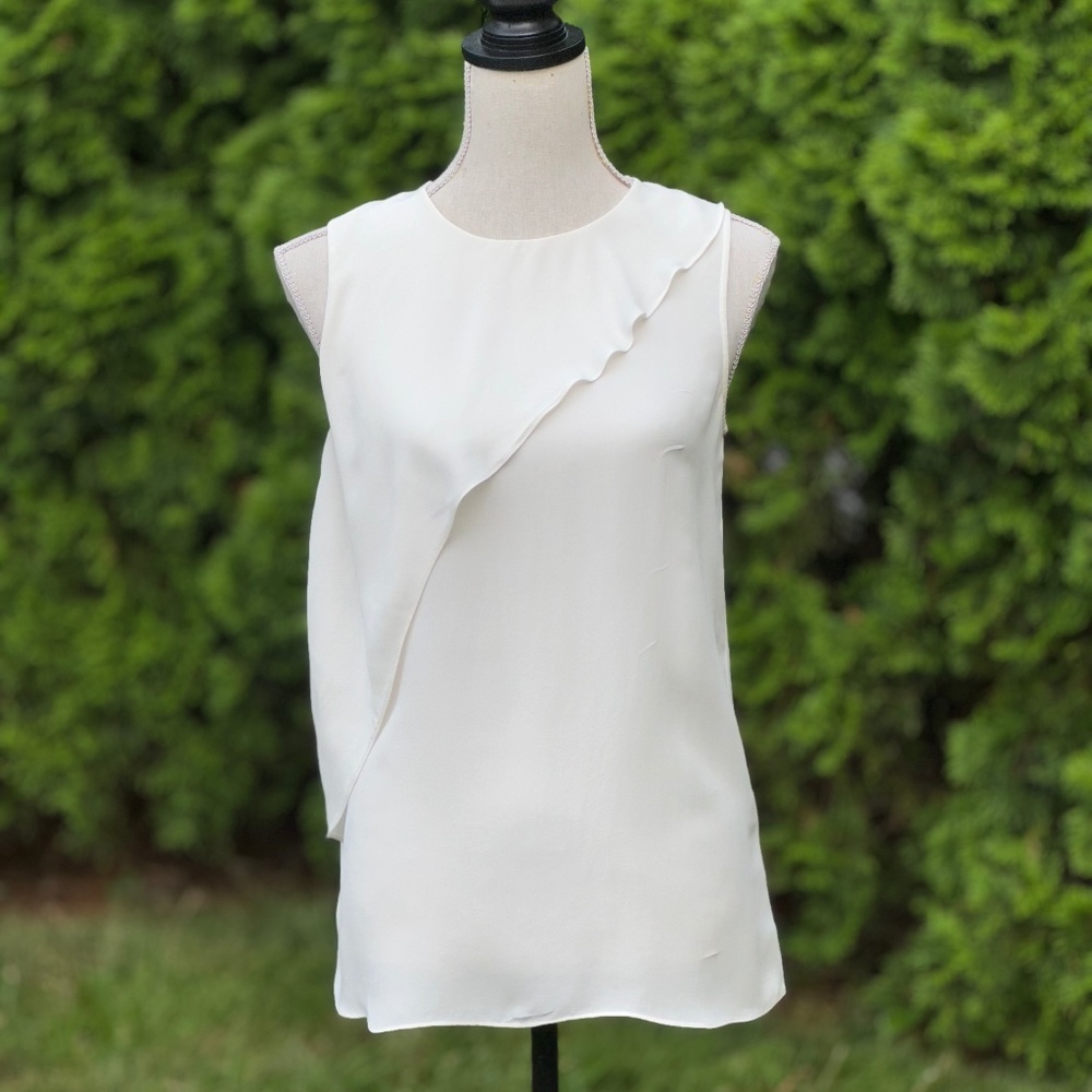 theory white  silk blouse size M